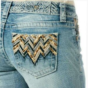 Miss Me Beaded Chevron Skinny Jeans Size 29 Excellent Used Condition
